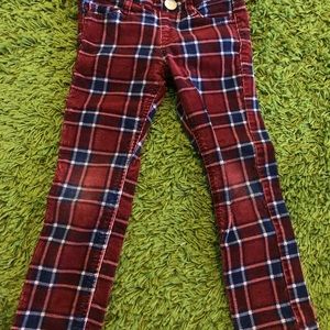 Corduroy red check pattern pants